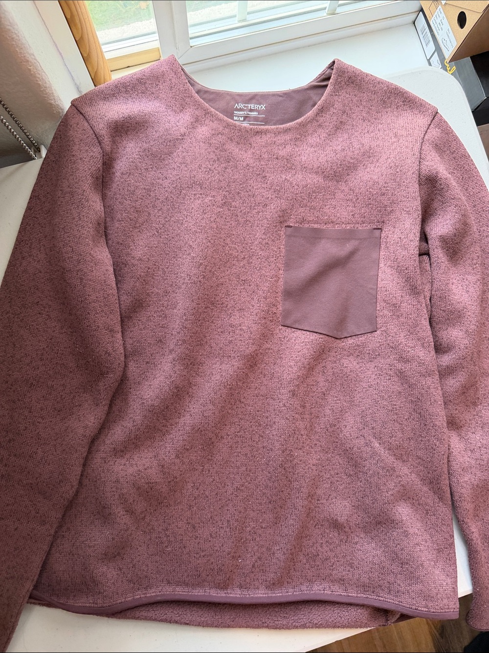 Arc'teryx Women's Mauve Crewneck Sweater with Chest Pocket